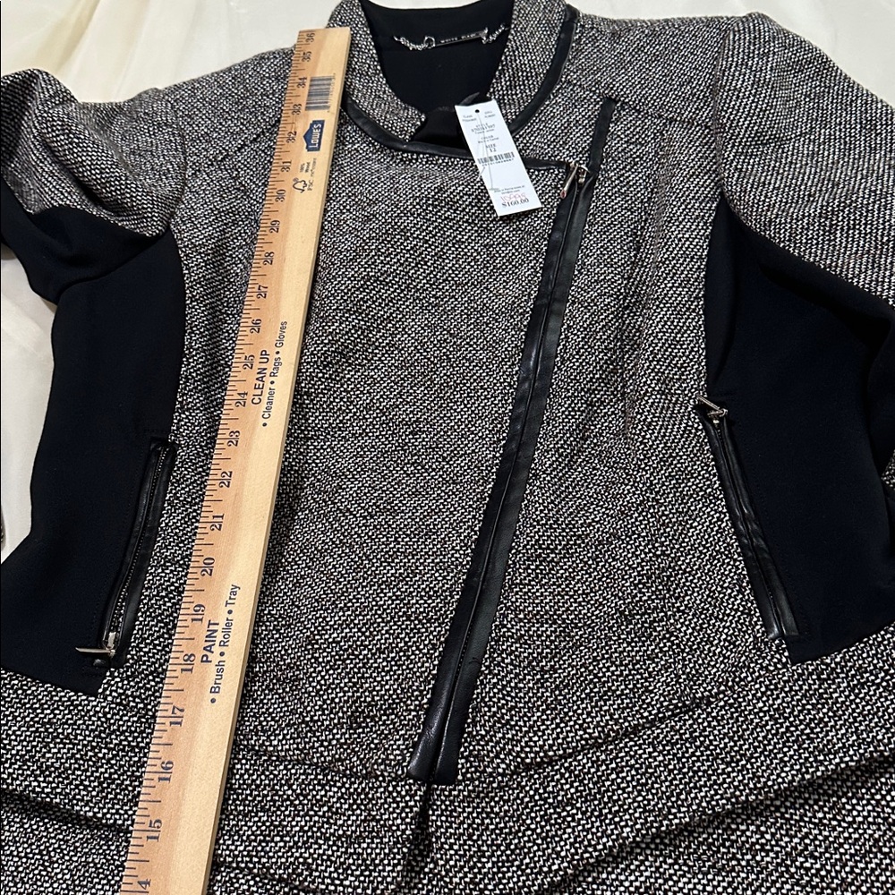 White House Black Market Tweed Blazer Black with Camel & Black Accents - Picture 6 of 16